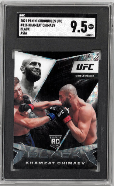 Khamzat Chimaev 2021 Panini Chronicles Black Asia Rookie Card (RC) #116- SGC Graded 9.5 Mint+
