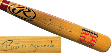 Bill Mazeroski signed Rawlings National Baseball Hall Of Fame Logo Blonde Bat Beckett Review (Pittsburgh Pirates)