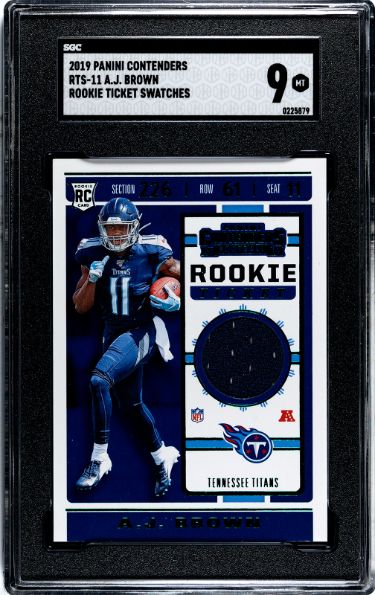 AJ (A.J.) Brown 2019 Panini Contenders Rookie Ticket Swatches Card (RC) #RTS-11- SGC Graded 9 Mint (Titans/Eagles)