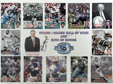 1960-2009 50th AFL Titans/Oilers HOF/ROH Signed 18x24 Photo-9 sigs Beckett K.S. Bud Adams Jr./George Blanda/Bethea/B. Matthews