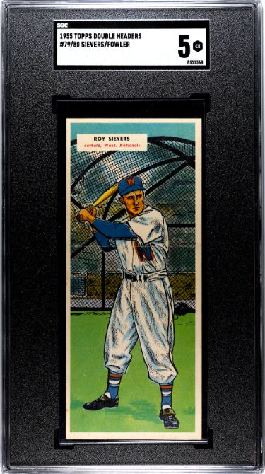 1955 Topps Double Headers Roy Sievers/Art Fowler Card #79/80- SGC Graded 5 EX