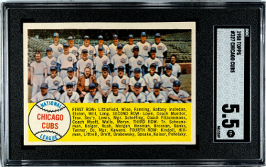 1958 Topps Chicago Cubs Team Checklist Baseball Card #327- SGC Graded 5.5 EX+ Ernie Banks