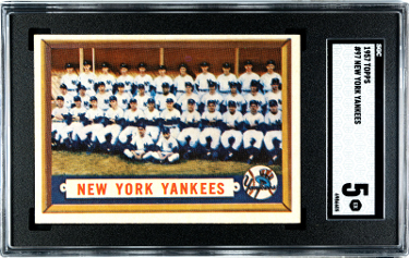 1957 Topps New York Yankees Baseball Card #97- SGC Graded 5 EX (Mickey Mantle/Roger Maris)