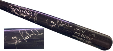 Jose Castillo signed Louisville Slugger 125 Game Used Model I 13 34 Bat Pittsburgh Pirates- COA