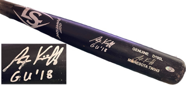 Alex Kirilloff signed 2018 Louisville Slugger Game Used Player Model D195L Minnesota Twins Bat- Crave Hologram