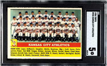 1956 Topps Kansas City Athletics Baseball Card #236- SGC Graded 5 EX