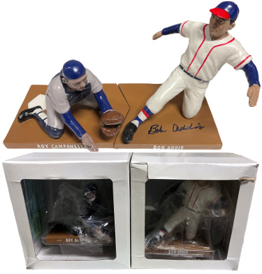 Bob Addis Signed 2013 Hartland Statue/Figurine 2-Piece Set w/ Roy Campanella (1951/Pristine/NIB/COA/Dodgers/Braves)