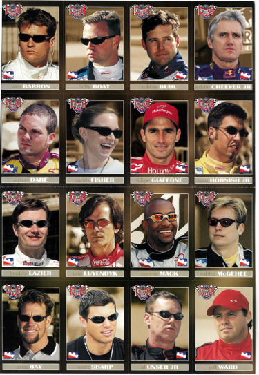 2002 Indianapolis/Indy 500 Card Set Un-Cut Sheet 16 Cards Lazier/Luyendyk/Fisher (86th)- Pristine