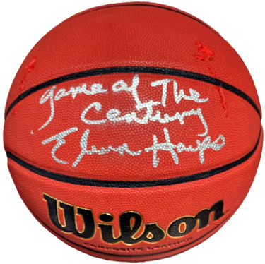 Elvin Hayes signed Wilson NCAA Indoor/Outdoor Basketball Game of the Century imperfect- Schwartz Sports Holo