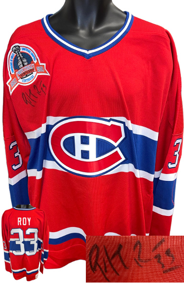 Patrick Roy signed Montreal Canadiens Mitchell & Ness Authentic Vintage Red Hockey Jersey #33 (2XL/52)- Upper Deck Authentic w/P