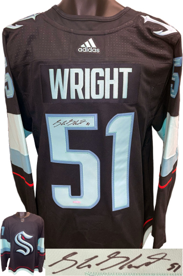 Shane Wright signed Seattle Kraken Authentic Navy Adidas - Upper/Deck/UDA Threads BAM182216