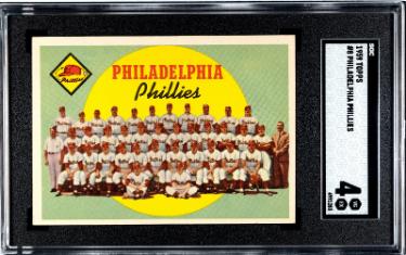 1959 Topps Philadelphia Phillies Team Check List Baseball Card #8- SGC Graded 4 VG-EX