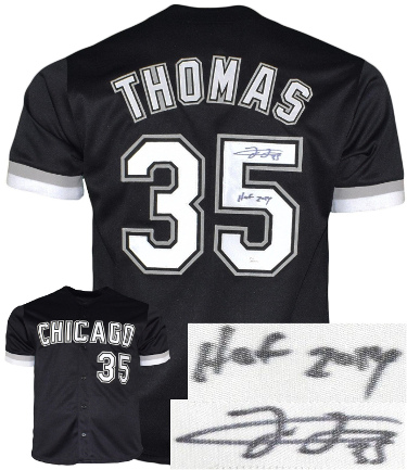 Frank Thomas signed Chicago Black Custom Stitched Pro Baseball Jersey HOF 2014 XL- JSA Witnessed
