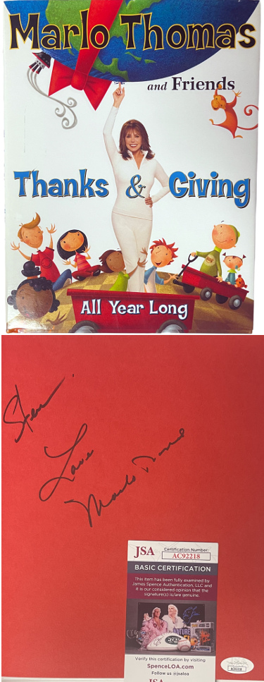 Marlo Thomas signed 2004 Thanks & Giving: All Year Long Hardcover Book To Steve, Love- JSA #AC92218