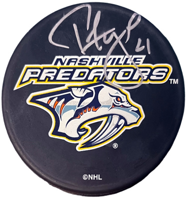 Tom Fitzgerald signed Official Nashville Predators NHL Hockey Puck #21- Predators COA (Captain/2009 Stanley Cup)