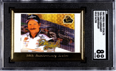 Dale Earnhardt 2003 Press Pass Stealth 10th Ann. Gold Card #TA86- /250- SGC Graded 8 NM-MT