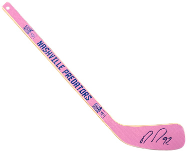 Ryan Johansen signed Nashville Predators Hockey Fights Cancer Pink 23 inch Wooden Mini Hockey Stick #92- COA