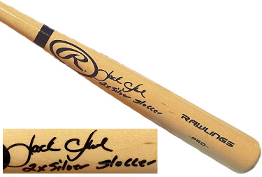 Jack Clark signed Rawlings Pro Model Full Size Blonde 34 Baseball Bat 2X Silver Slugger JSA Witnessed #WA617974