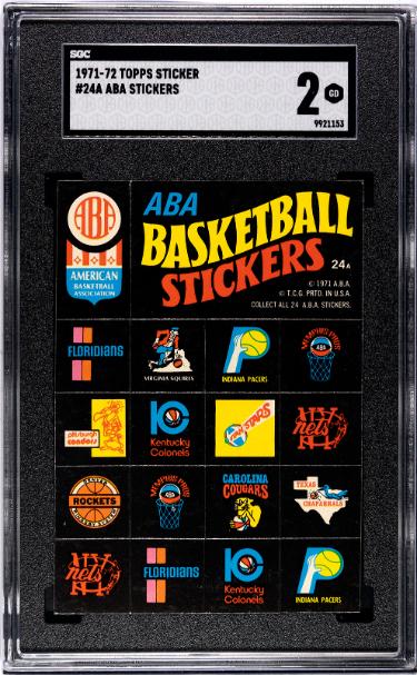 1971-72 Topps NBA Sticker/Card #24A- SGC Graded 2 Good (Undergraded)