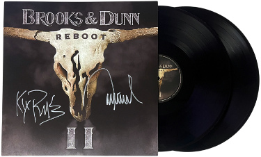 Brooks & Dunn Dual Signed 2024 REBOOT Album Cover/LP/Black Vinyl/Record (COA/Kix & Ronnie)