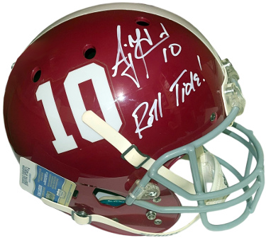 AJ/A.J. McCarron Signed Alabama Crimson Tide Schutt Full Size NCAA #10 Helmet w/ Roll Tide  Radtke/McCarron COA (2012/2013 BCS