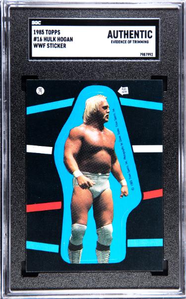 Hulk Hogan 1985 Topps WWF Sticker/Card #16- SGC Slabbed Authentic (Evidence of Trimming)