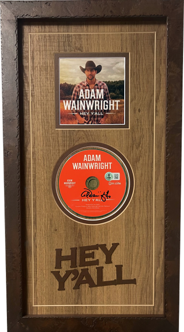 Adam Wainwright signed 2024 Hey Yall Album CD w/Cover Custom Wood Framing- Beckett (St Louis Cardinals)