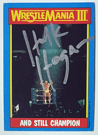 Hulk Hogan signed 1987 Topps WWF and Still Champion On Card Auto #56- COA