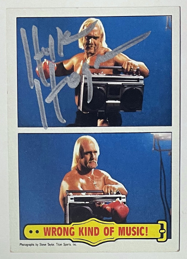 Hulk Hogan signed 1985 Topps WWF Wrong Kind of Music! On Card Auto #56- COA