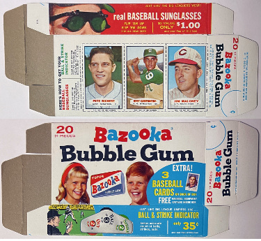 1966 Bazooka Compete Box 20-piece Richert #43, Campaneris #44, Maloney #45 of 48