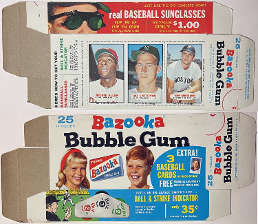 1967 Bazooka Compete Box 25-piece Allen #4, Stottlemyre #5, Conigliaro of 48