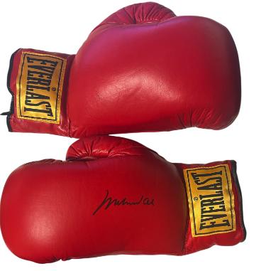 Muhammad Ali signed Everlast Leather Boxing Gloves (Pair, Left Auto/14oz)- Beckett/COA/Photo