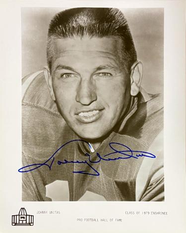 Johnny Unitas signed Baltimore Colts B&W HOF 8x10 Photo- Beckett Review/Tuff Stuff COA