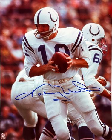 Johnny Unitas signed Baltimore Colts NFL Licensed 8x10 Photo- Beckett Review/Tuff Stuff LOA