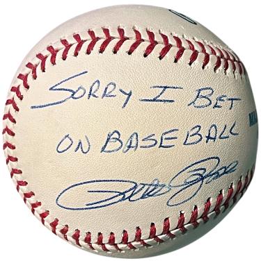 Pete Rose signed Rawlings Official Major League Baseball "Sorry I Bet on Baseball"- Fiterman/Rose Holo/Beckett Authentication