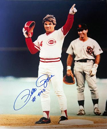 Pete Rose signed Cincinnati Reds 16x20 Photo 4192 (Record Breaker)- COA/Collector's Showcase of America Show Ticket