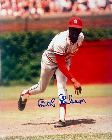 Bob Gibson signed St. Louis Cardinals MLB Licensed 8x10 Photo- Tuff Stuff COA/Show Ticket