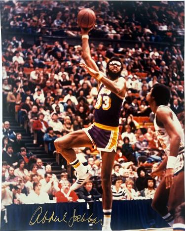 Kareem Abdul-Jabbar signed Los Angeles Lakers 8x10 Photo- slight trace- Tuff Stuff COA