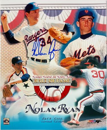 Nolan Ryan signed Hall of Fame Collage MLB Licensed 8x10 Photo- /5000- Nolan Ryan Foundation COA (HOF/7 No-Hitters)