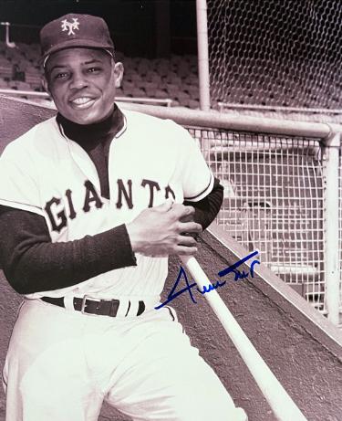 Willie Mays signed New York Giants Vintage 8x10 Photo imperfect- The Score Board COA