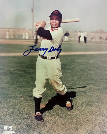 Larry Doby signed Cleveland MLB Licensed 8x10 Photo imperfect- COA/CSA Show Ticket