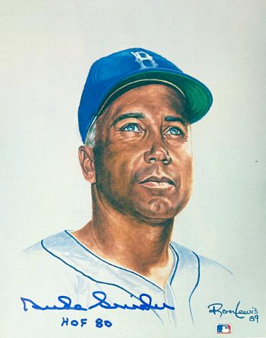 Duke Snider signed Brooklyn Dodgers MLB Licensed Ron Lewis 89 8x10 Photo HOF 80- /5000- Tuff Stuff COA
