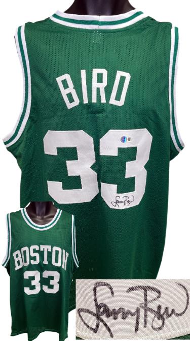 Larry Bird signed Boston Green TB Custom Stitched Pro Style Basketball Jersey XL- Beckett Witnessed