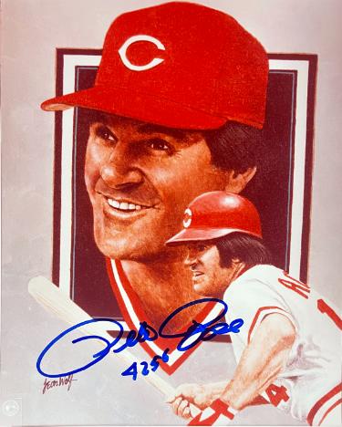 Pete Rose signed Cincinnati Reds MLB Licensed Leon Wolf Artwork 8x10 Photo 4256- Tuff Stuff LOA