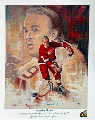Gordie Howe signed 1995 Detroit Red Wings 9.5x11 Lithograph (Quaker State Promo)- COA