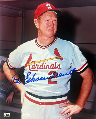 Red Schoendienst signed St. Louis Cardinals MLB Licensed 8x10 Photo- COA/CSA Show Ticket