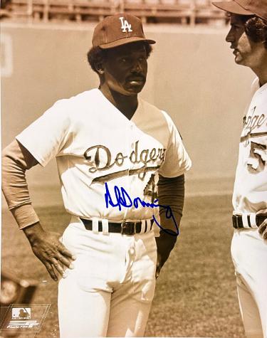 Al Downing signed Los Angeles Dodgers MLB Licensed Vintage Sepia Tone 8x10 Photo imperfect- COA/Show Ticket