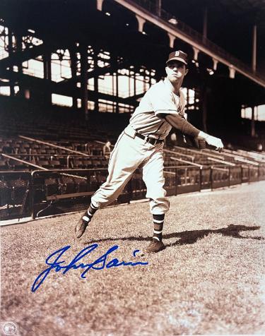 Johnny Sain signed Boston Braves Vintage Sepia Tone MLB Licensed 8x10 Photo imperfect- COA/CSA Show Ticket