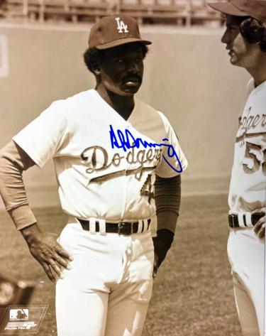 Al Downing signed Los Angeles Dodgers MLB Licensed Vintage Sepia Tone 8x10 Photo imperfect- COA/Show Ticket