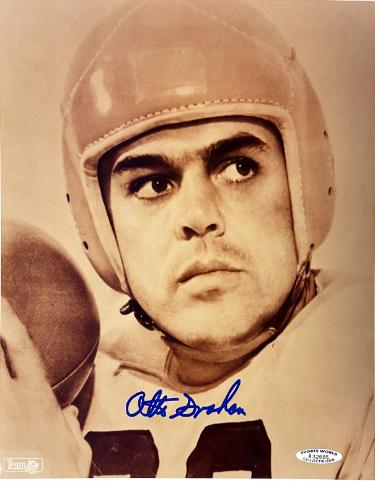 Otto Graham signed Cleveland Browns Vintage NFL Licensed Sepia Tone 8x10 Photo imperfect- Sports World Collectibles #A32685/COA